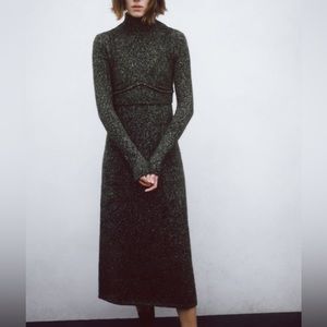 ZARA Mock Neck Knit Sweater Dress